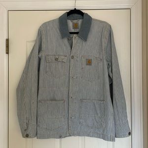 Carhartt Striped Chore Coat with Corduroy Collar